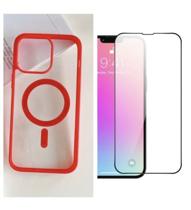 Husa Compact Magsafe + Folie Sticla Iphone 14/15/16E/16/PRO/MAX/PLUS