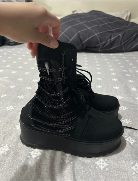 Ghete/Bocanci cu platforma de vara Fashion talpa groasa si lant decorativ marime 37