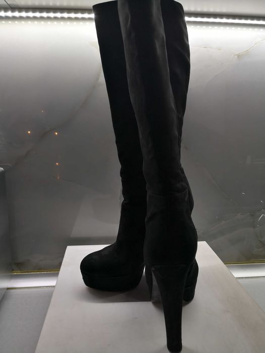 Дамски ботуши велурени, черни