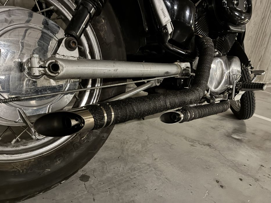 Yamaha Virago 535 - Black Widow Drag Pipes, прави тръби за Ямаха Вираго 535