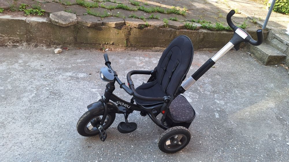 Триколка BYOX Jockey с музикален поднос, фенер, сиви звезди