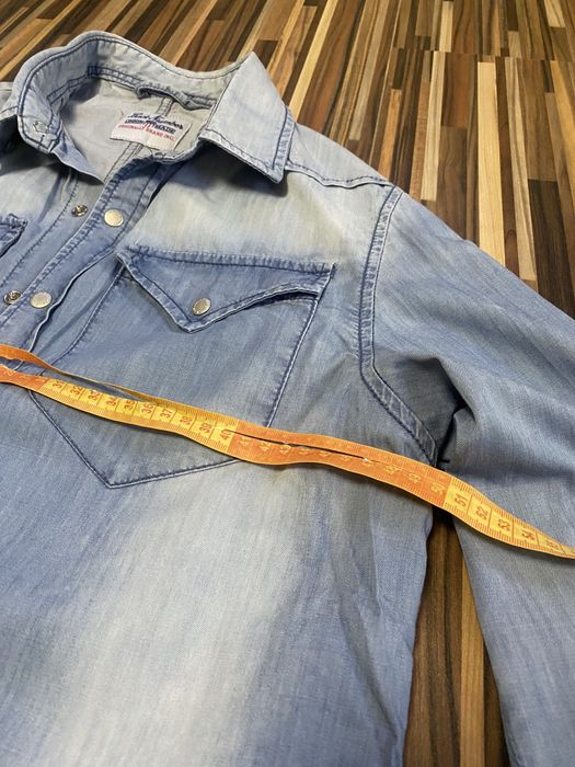 Camasa Denim Jeans Blugi Back Number Union Made USA