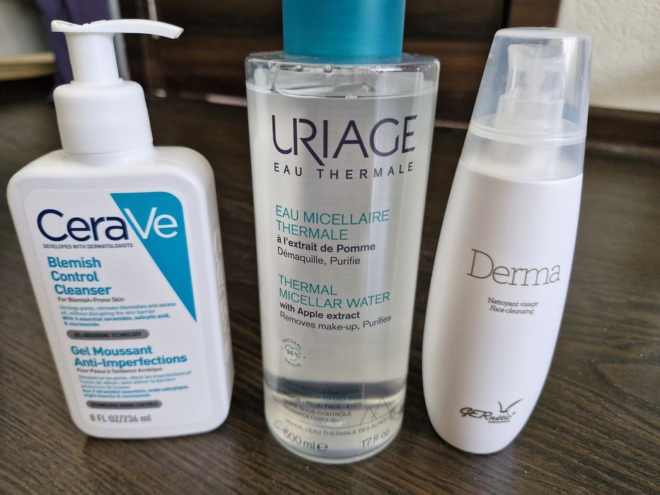 Почистваща пяна за лице Gernetic, почистващ гел CeraVe, мицеларна вода
