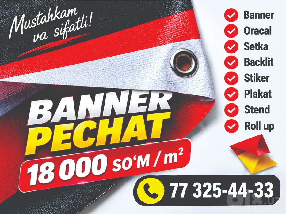 Reklama Banneringizni QULAY NARXDA chiqaring! 24/7