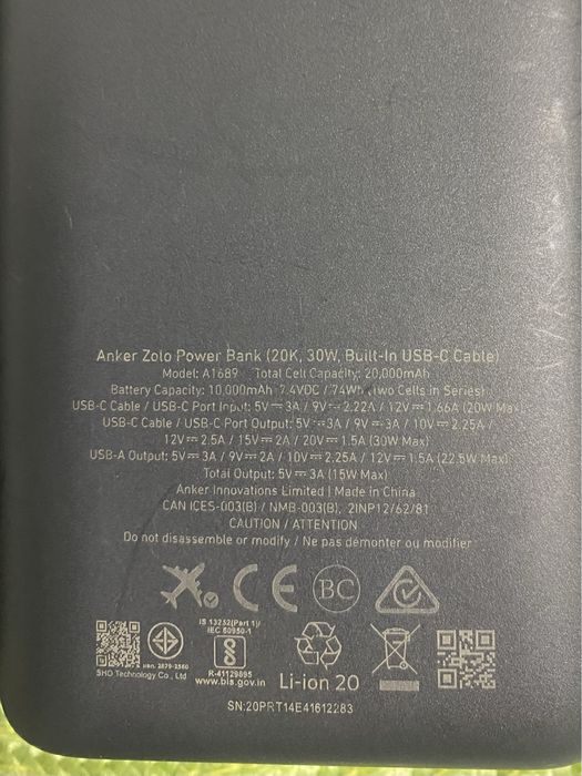 Baterie externa Anker 20.000 mAh