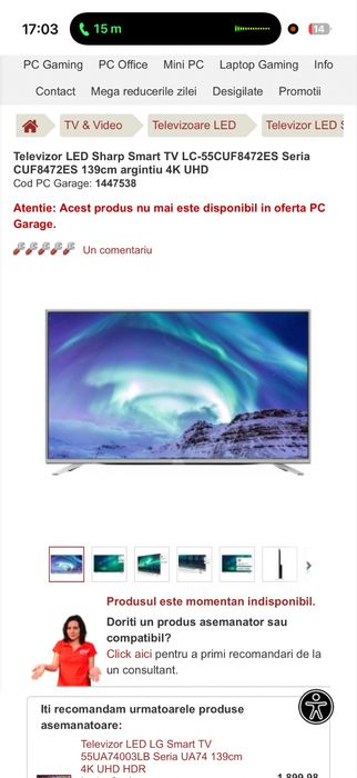 LCD Sharp 139 cm, in stare foarte buna.