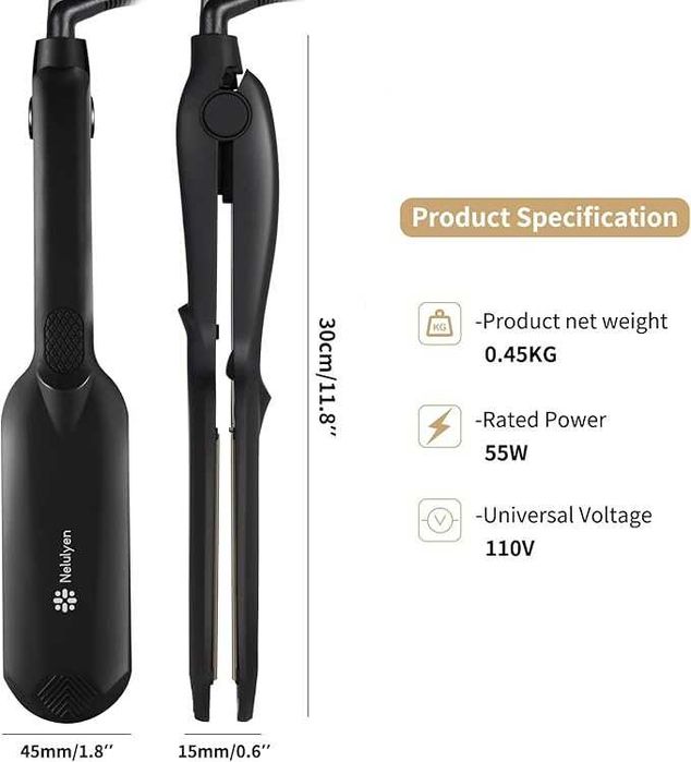 Преса за коса Nelulyen, двойна права керамична преса за коса