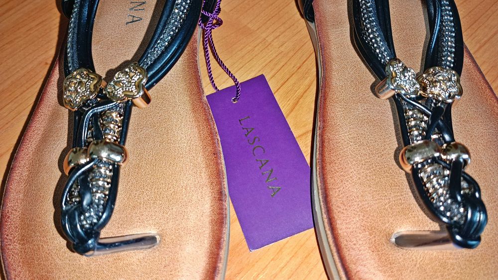 Lascana сандали нови, черни, номер 37