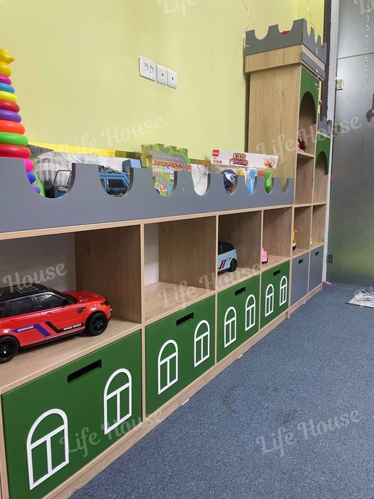 Bogha uchun mebel, стеллаж для игрушек в детском саду