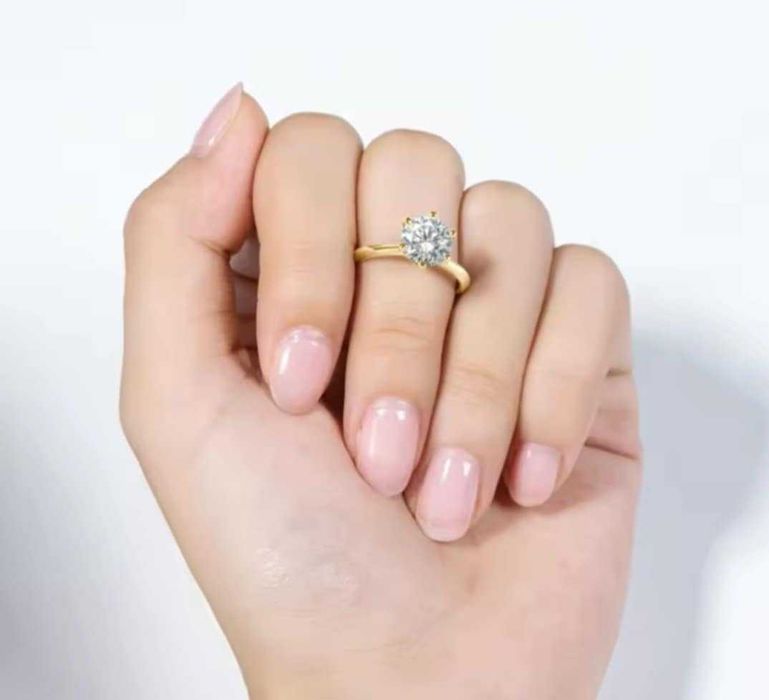 GR105, inel placat aur 14k, model logodna, zirconiu alb, clasic