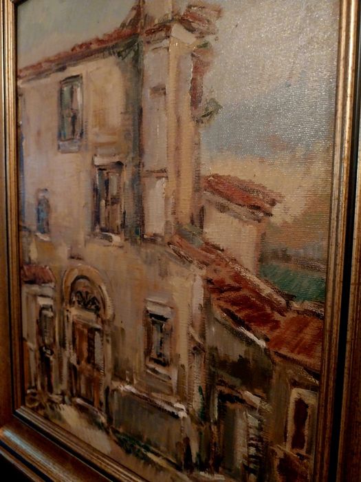 Bruno Roscioli – Peisaj urban italian | Ulei pe pânză | Lucrare originală, semnată