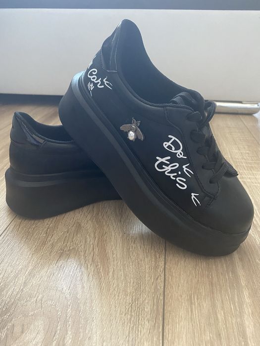 НОВИ Дамски обувки на платформа, естествена кожа