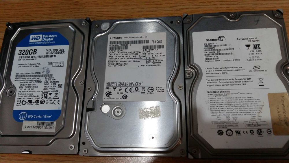 3 БРОЯ - 320ГБ-500ГБ-500ГБ- за настолен компютър