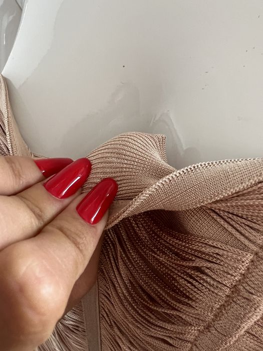 Rochie asos bandage cu franjuri roz de ocazie