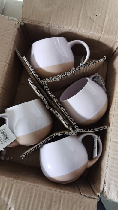 Set 4 căni ceramică roz, 450ml