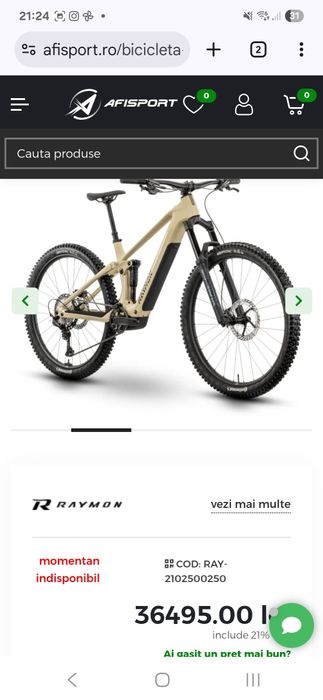 Bicicleta electrica full carbon Raymon airok pro 29  model 2025