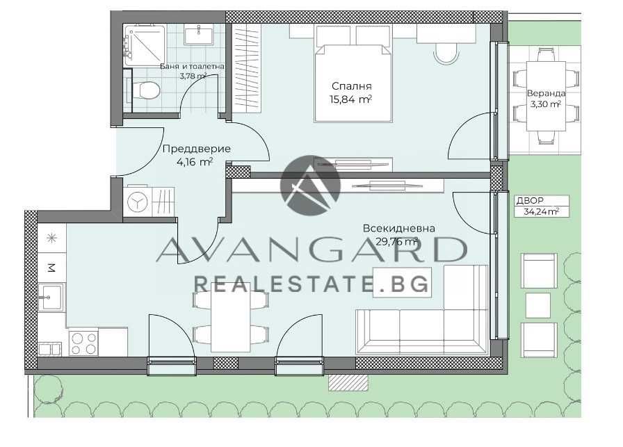 оф.21666 Двустаен с Двор Остромила