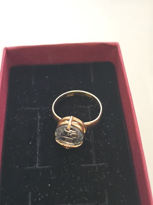 Набор золотой комплект серьги кольцо