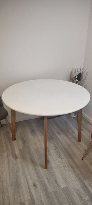 Masă JEGIND Ø105 cm alb/natur