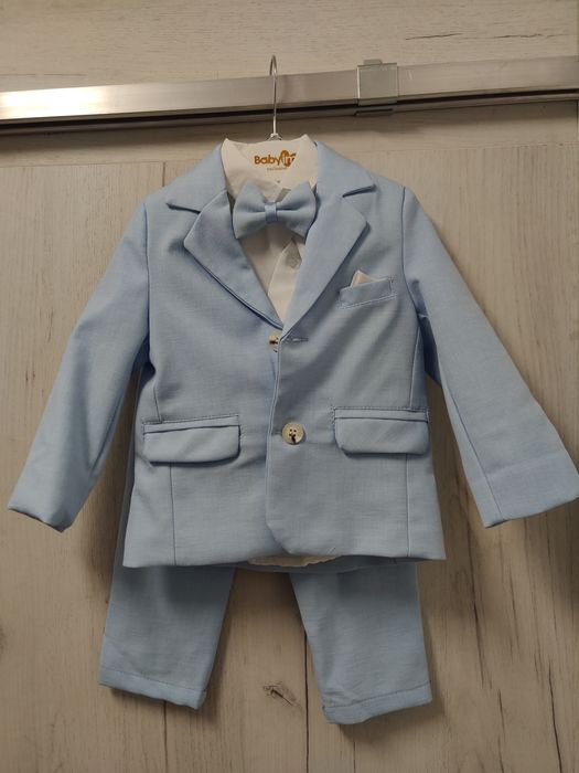 Costum botez bleu elegant+ cadou pantofi