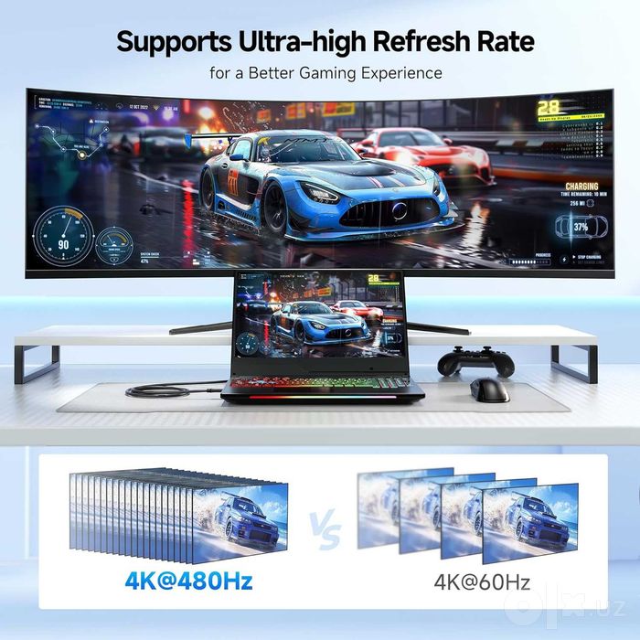 Кабель двунаправленный Cable Matters USB-C to DisplayPort 2.1 8K/120Hz