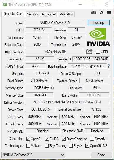 Placa video Asus Nvidia GT 210 1G DDR3 VGA DVI HDMI