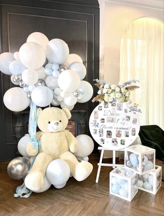 Фотозона оформление шарами баннер