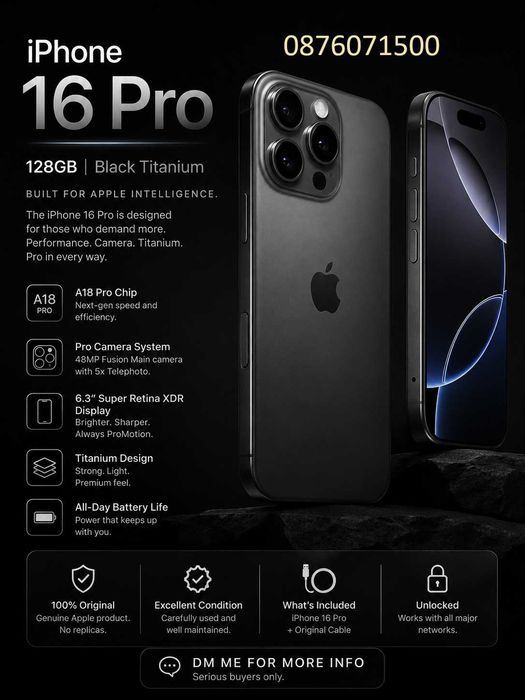 Iphone 16 pro 128GB BLACK като НОВ!