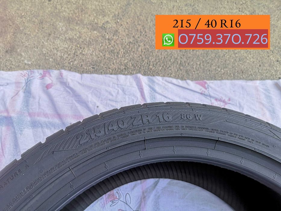 2 anvelope 215/40 R16 Profil intreg- nefolosite, 2 cauciucuri XL