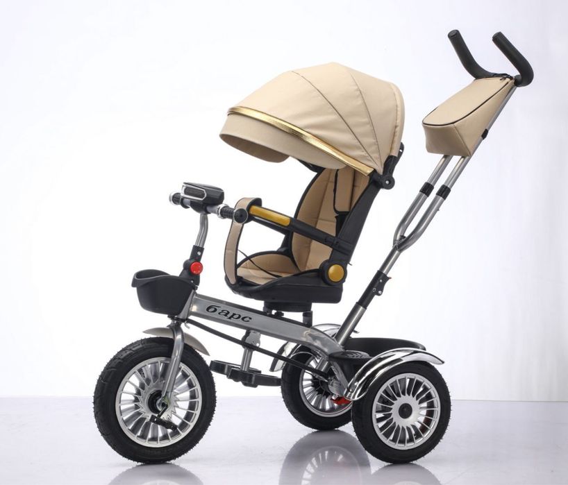 трёхколёсный велосипед с ручкой и козырьком Bars