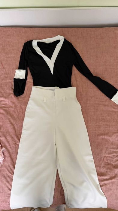 Плетен комплектт бяло и черно