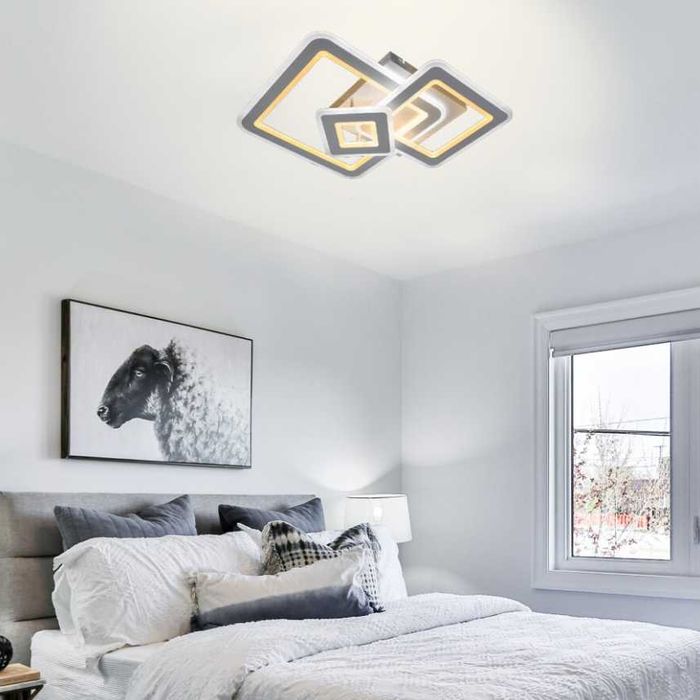 Led полилей абажур Hydrangea 160W с дистанционно управление, Бял