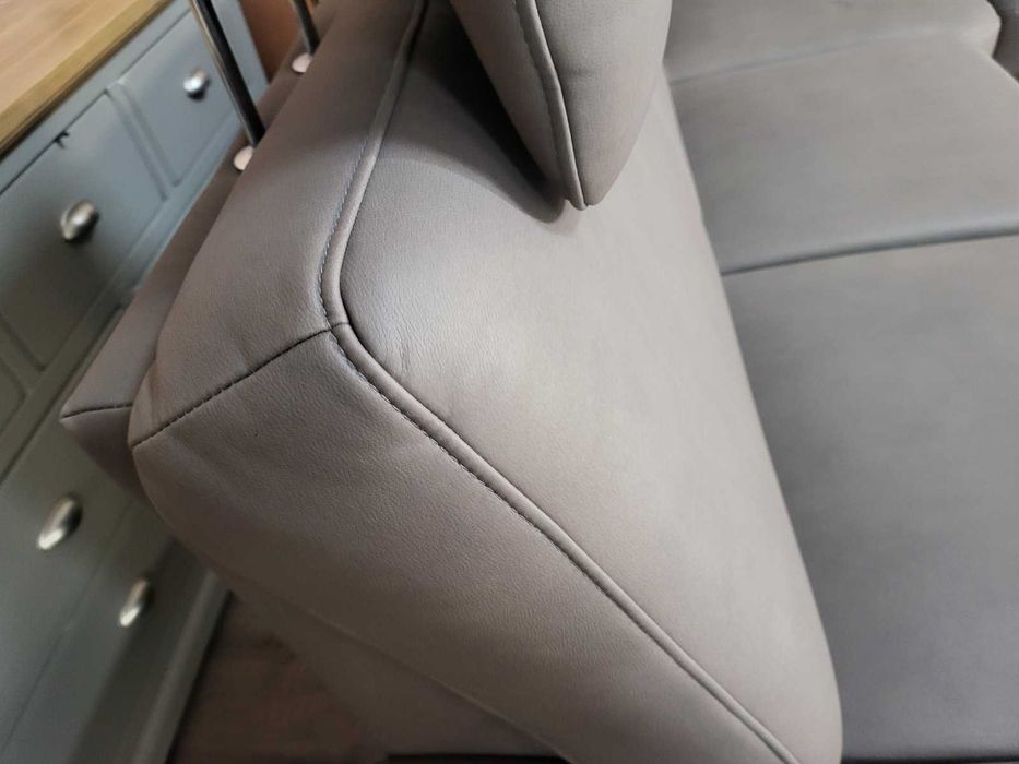 Кожен ъглов диван цвят кафяв Нуга ZE - EM05002