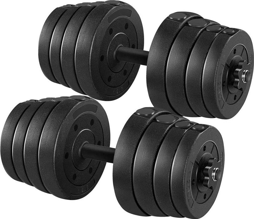 Set gantere 30 kg, 16 discuri 2 bare antrenament |S 610924 Black(2pcs)