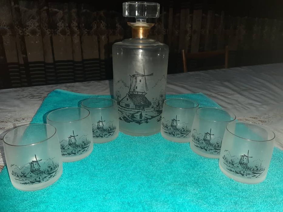 Богемское стекло . Набор  для виcки.