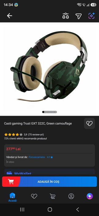 Casti gaming Trust GXT 322C, Green camouflage
