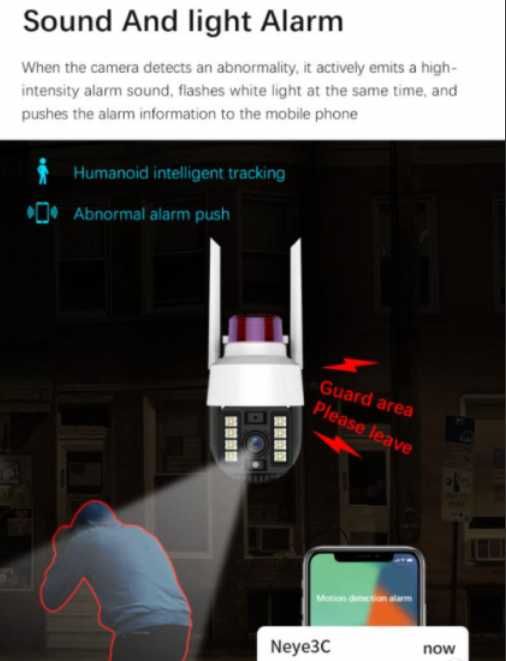 360° AutoTracking Камера WiFi Видеонаблюдение PIR Сензор Движение Водонепромокаема ULTRA FHD 8MP H.265X PTZ 5хZoom Следяща Камера PIR Цветна Нощем