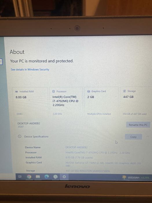 Laptop Lenovo Ideapad Z 510,I7 4702MQ, 8gb ddr3, ssd 480
