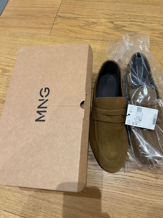 Чисто нови мъжки мокасини Mango, естествена кожа