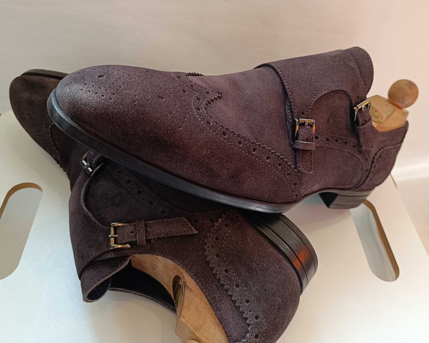 Pantofi monk 44 44.5 de lux GREVE NOI lucrati manual piele naturala