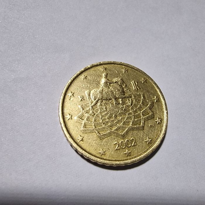 Monedă  foarte rară 50 Euro Cent 2002 ITALY
