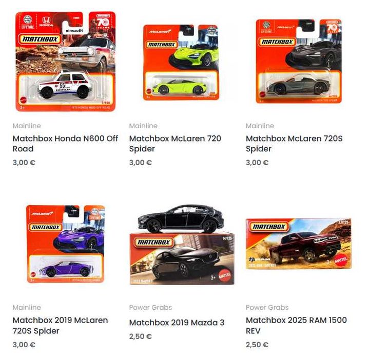 Matchbox, MiniGT, Sparky, Tarmac Works, Tomica, Welly (1:64 нови)