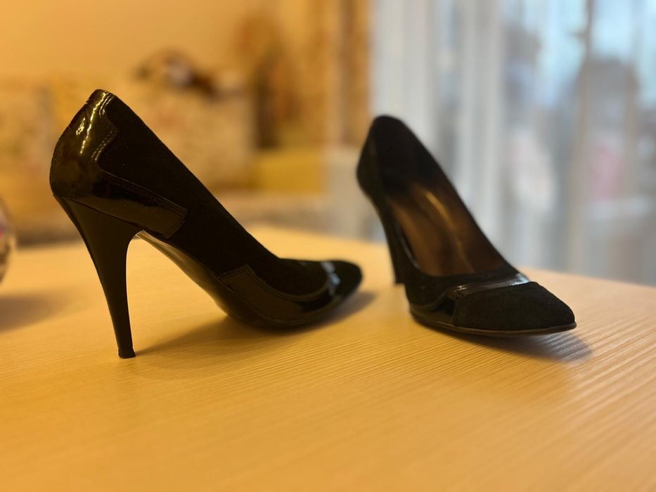 Pantofi negri 38, toc 10 cm