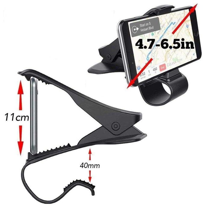 Универсална стойка за телефон за табло на автомобил - тип щипка.