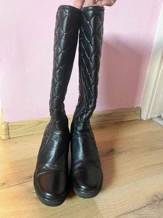 Дамски капитонирани ботуши и чизми от ествествена кожа