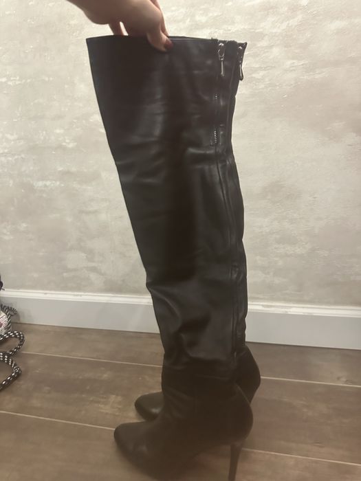 Кожаные ботфорты