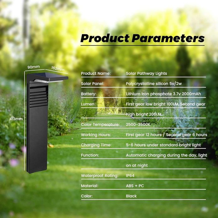 Calflux Комплект от 2 броя соларни лампи за външна градина, за пътеки