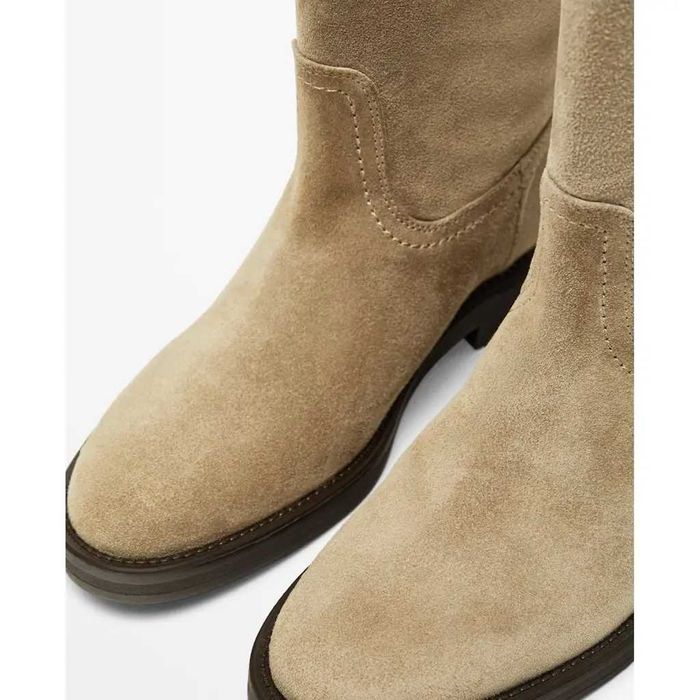 NOI in Cutie Massimo Dutti Cizme Bej Înalte Piele Întoarsǎ Femei 39 Primǎvarǎ / Varǎ STOC EPUIZAT