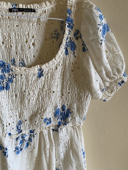 Rochita midi eleganta de vara Zara, cu model rustic floral