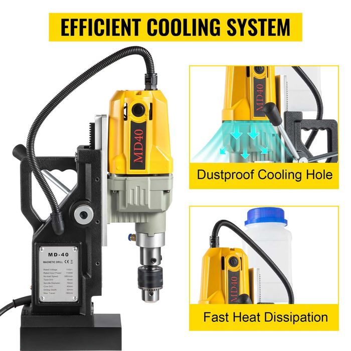 Bormașină magnetică 1100W, diametru 40mm, 12000N, 580 RPM, 12 burghie